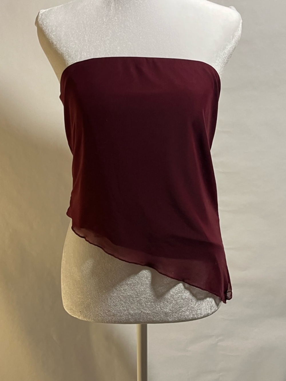 Edikted Burgundy Vivi Asymmetric Ruched Tube Top